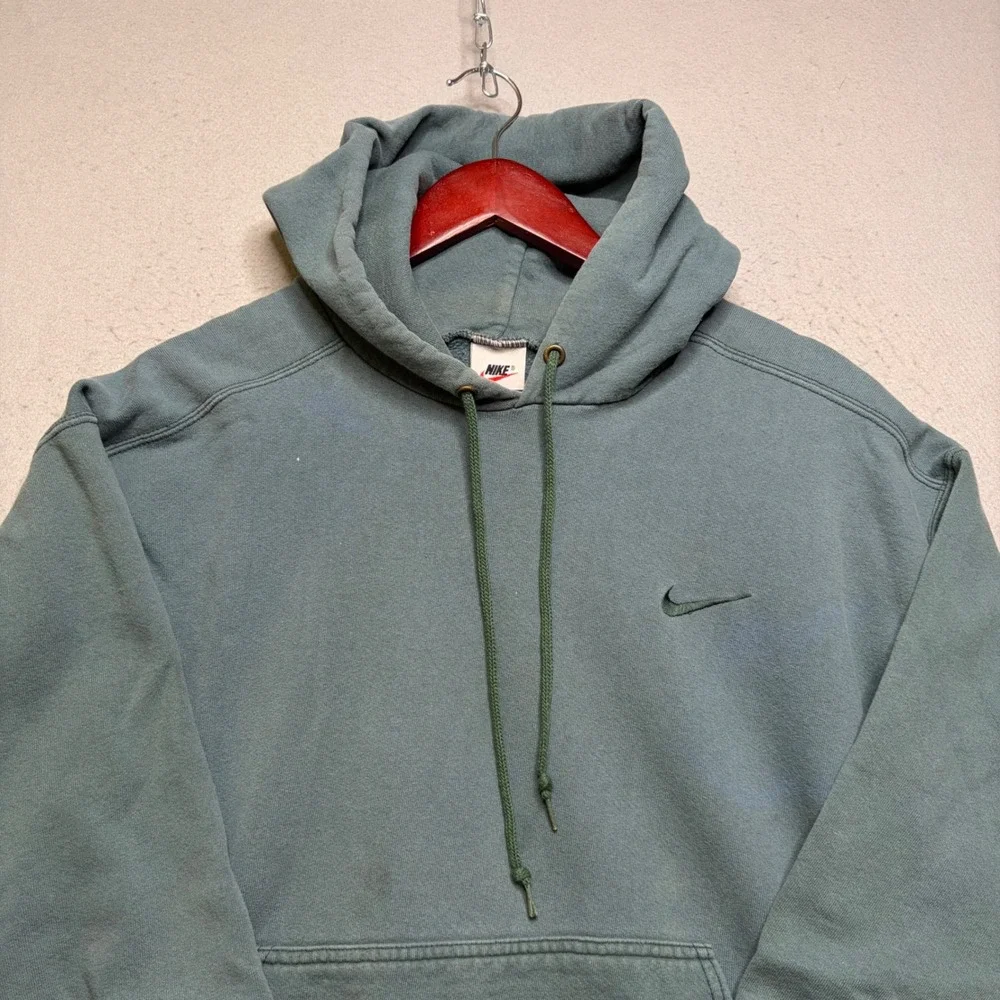 Nike Hoodie Mens Large Green Vintage 90s Made in USA Embroidered Swoosh Faded